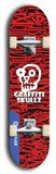 Skateboard deck: Limited edition, North American maple skateboard deck designed by underground artist BellyRash - available widths 7.5 to 8.5 inches in both mellow concave and steep concave shapes. Artwork: GRAFFITI SKULLZ logo brand popsicle-shaped deck with graffiti or street art background