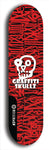 Skateboard deck: Limited edition, North American maple skateboard deck designed by underground artist BellyRash - available widths 7.5 to 8.5 inches in both mellow concave and steep concave shapes. Artwork: GRAFFITI SKULLZ logo brand popsicle-shaped deck with graffiti or street art background