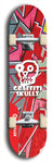 Skateboard deck: Limited edition, North American maple skateboard deck designed by underground artist BellyRash - available widths 7.5 to 8.5 inches in both mellow concave and steep concave shapes. Artwork: GRAFFITI SKULLZ logo brand popsicle-shaped deck with graffiti or street art background