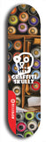 Skateboard deck: Limited edition, North American maple skateboard deck designed by underground artist BellyRash - available widths 7.5 to 8.5 inches in both mellow concave and steep concave shapes. Artwork: GRAFFITI SKULLZ logo brand popsicle-shaped deck with graffiti or street art background