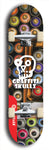 Skateboard deck: Limited edition, North American maple skateboard deck designed by underground artist BellyRash - available widths 7.5 to 8.5 inches in both mellow concave and steep concave shapes. Artwork: GRAFFITI SKULLZ logo brand popsicle-shaped deck with graffiti or street art background