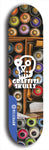 Skateboard deck: Limited edition, North American maple skateboard deck designed by underground artist BellyRash - available widths 7.5 to 8.5 inches in both mellow concave and steep concave shapes. Artwork: GRAFFITI SKULLZ logo brand popsicle-shaped deck with graffiti or street art background