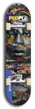 Limited edition, North American maple skateboard deck designed by underground artist BellyRash -- available in widths 7.5 to 8.5 inches in both mellow concave and steep concave shapes. Artwork: PEOPLE brand popsicle-shaped skateboard deck with a black and white human face inside a swirling multi-colored background