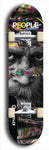 Limited edition, North American maple skateboard deck designed by underground artist BellyRash -- available in widths 7.5 to 8.5 inches in both mellow concave and steep concave shapes. Artwork: PEOPLE brand popsicle-shaped skateboard deck with a black and white human face inside a swirling multi-colored background