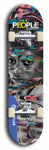 Limited edition, North American maple skateboard deck designed by underground artist BellyRash -- available in widths 7.5 to 8.5 inches in both mellow concave and steep concave shapes. Artwork: PEOPLE brand popsicle-shaped skateboard deck with a black and white human face inside a swirling multi-colored background