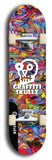 Skateboard deck: Limited edition, North American maple skateboard deck designed by underground artist BellyRash - available widths 7.5 to 8.5 inches in both mellow concave and steep concave shapes. Artwork: GRAFFITI SKULLZ logo brand popsicle-shaped deck with graffiti or street art background