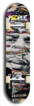 Limited edition, North American maple skateboard deck designed by underground artist BellyRash -- available in widths 7.5 to 8.5 inches in both mellow concave and steep concave shapes. Artwork: PEOPLE brand popsicle-shaped skateboard deck with a black and white human face inside a swirling multi-colored background