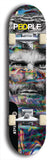 Limited edition, North American maple skateboard deck designed by underground artist BellyRash -- available in widths 7.5 to 8.5 inches in both mellow concave and steep concave shapes. Artwork: PEOPLE brand popsicle-shaped skateboard deck with a black and white human face inside a swirling multi-colored background