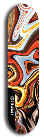 Skateboard deck: Limited edition, North American maple skateboard deck designed by underground artist BellyRash - available widths 7.5 to 8.5 inches in both mellow concave and steep concave shapes. Artwork: ABEX LIQUID brand popsicle-shaped with a multi-colored swirling patterned background