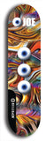 Skateboard deck: Limited edition, North American maple skateboard deck designed by underground artist BellyRash - available widths 7.5 to 8.5 inches in both mellow concave and steep concave shapes. Artwork: EYEBALL JOE logo brand popsicle-shaped deck 