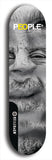 Limited edition, North American maple skateboard deck designed by underground artist BellyRash -- available in widths 7.5 to 8.5 inches in both mellow concave and steep concave shapes. Artwork: PEOPLE brand popsicle-shaped skateboard deck with a black and white human face inside a swirling multi-colored background