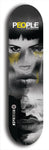 Limited edition, North American maple skateboard deck designed by underground artist BellyRash -- available in widths 7.5 to 8.5 inches in both mellow concave and steep concave shapes. Artwork: PEOPLE brand popsicle-shaped skateboard deck with a black and white human face inside a swirling multi-colored background