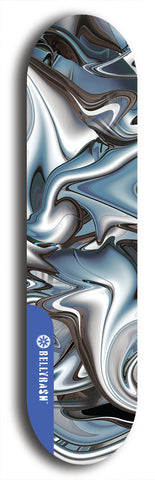 Skateboard deck: Limited edition, North American maple skateboard deck designed by underground artist BellyRash - available widths 7.5 to 8.5 inches in both mellow concave and steep concave shapes. Artwork: ABEX LIQUID brand popsicle-shaped with a multi-colored swirling patterned background