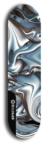 Skateboard deck: Limited edition, North American maple skateboard deck designed by underground artist BellyRash - available widths 7.5 to 8.5 inches in both mellow concave and steep concave shapes. Artwork: ABEX LIQUID brand popsicle-shaped with a multi-colored swirling patterned background