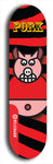 Limited edition, North American maple skateboard deck designed by underground artist BellyRash -- available in widths 7.5 to 8.5 inches in both mellow concave and steep concave shapes. Artwork: PORK BELLY BOB brand popsicle-shaped skateboard deck with a varied, multi-colored background