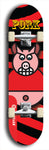 Limited edition, North American maple skateboard deck designed by underground artist BellyRash -- available in widths 7.5 to 8.5 inches in both mellow concave and steep concave shapes. Artwork: PORK BELLY BOB brand popsicle-shaped skateboard deck with a varied, multi-colored background