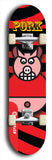 Limited edition, North American maple skateboard deck designed by underground artist BellyRash -- available in widths 7.5 to 8.5 inches in both mellow concave and steep concave shapes. Artwork: PORK BELLY BOB brand popsicle-shaped skateboard deck with a varied, multi-colored background