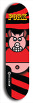 Limited edition, North American maple skateboard deck designed by underground artist BellyRash -- available in widths 7.5 to 8.5 inches in both mellow concave and steep concave shapes. Artwork: PORK BELLY BOB brand popsicle-shaped skateboard deck with a varied, multi-colored background