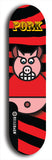 Limited edition, North American maple skateboard deck designed by underground artist BellyRash -- available in widths 7.5 to 8.5 inches in both mellow concave and steep concave shapes. Artwork: PORK BELLY BOB brand popsicle-shaped skateboard deck with a varied, multi-colored background