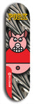 Limited edition, North American maple skateboard deck designed by underground artist BellyRash -- available in widths 7.5 to 8.5 inches in both mellow concave and steep concave shapes. Artwork: PORK BELLY BOB brand popsicle-shaped skateboard deck with a varied, multi-colored background