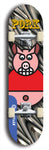 Limited edition, North American maple skateboard deck designed by underground artist BellyRash -- available in widths 7.5 to 8.5 inches in both mellow concave and steep concave shapes. Artwork: PORK BELLY BOB brand popsicle-shaped skateboard deck with a varied, multi-colored background