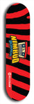 Skateboard deck: Limited edition, North American maple skateboard deck designed by underground artist BellyRash -- available in widths 7.5 to 8.5 inches in both mellow concave and steep concave shapes. Artwork: NIMROD brand popsicle-shaped skateboard deck with NIMROD logo on dark background. 