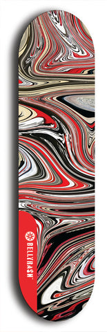 Skateboard deck: Limited edition, North American maple skateboard deck designed by underground artist BellyRash - available widths 7.5 to 8.5 inches in both mellow concave and steep concave shapes. Artwork: ABEX LIQUID brand popsicle-shaped with a multi-colored swirling patterned background