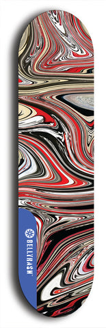 Skateboard deck: Limited edition, North American maple skateboard deck designed by underground artist BellyRash - available widths 7.5 to 8.5 inches in both mellow concave and steep concave shapes. Artwork: ABEX LIQUID brand popsicle-shaped with a multi-colored swirling patterned background