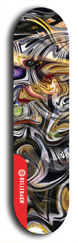 Skateboard deck: Limited edition, North American maple skateboard deck designed by underground artist BellyRash - available widths 7.5 to 8.5 inches in both mellow concave and steep concave shapes. Artwork: ABEX LIQUID brand popsicle-shaped with a multi-colored swirling patterned background