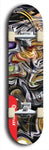 Skateboard deck: Limited edition, North American maple skateboard deck designed by underground artist BellyRash - available widths 7.5 to 8.5 inches in both mellow concave and steep concave shapes. Artwork: ABEX LIQUID brand popsicle-shaped with a multi-colored swirling patterned background