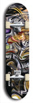 Skateboard deck: Limited edition, North American maple skateboard deck designed by underground artist BellyRash - available widths 7.5 to 8.5 inches in both mellow concave and steep concave shapes. Artwork: ABEX LIQUID brand popsicle-shaped with a multi-colored swirling patterned background