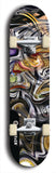 Skateboard deck: Limited edition, North American maple skateboard deck designed by underground artist BellyRash - available widths 7.5 to 8.5 inches in both mellow concave and steep concave shapes. Artwork: ABEX LIQUID brand popsicle-shaped with a multi-colored swirling patterned background