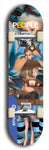 Limited edition, North American maple skateboard deck designed by underground artist BellyRash -- available in widths 7.5 to 8.5 inches in both mellow concave and steep concave shapes. Artwork: PEOPLE brand popsicle-shaped skateboard deck with a black and white human face inside a swirling multi-colored background