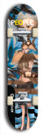 Limited edition, North American maple skateboard deck designed by underground artist BellyRash -- available in widths 7.5 to 8.5 inches in both mellow concave and steep concave shapes. Artwork: PEOPLE brand popsicle-shaped skateboard deck with a black and white human face inside a swirling multi-colored background