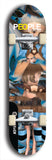 Limited edition, North American maple skateboard deck designed by underground artist BellyRash -- available in widths 7.5 to 8.5 inches in both mellow concave and steep concave shapes. Artwork: PEOPLE brand popsicle-shaped skateboard deck with a black and white human face inside a swirling multi-colored background