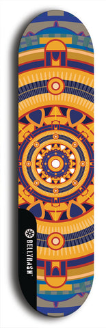 Skateboard deck: Limited edition, North American maple skateboard deck designed by underground artist BellyRash - available widths 7.5 to 8.5 inches in both mellow concave and steep concave shapes. Artwork: DHARMAMECHANIC logo brand popsicle-shaped deck 