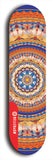 Skateboard deck: Limited edition, North American maple skateboard deck designed by underground artist BellyRash - available widths 7.5 to 8.5 inches in both mellow concave and steep concave shapes. Artwork: DHARMAMECHANIC logo brand popsicle-shaped deck 