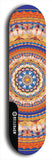 Skateboard deck: Limited edition, North American maple skateboard deck designed by underground artist BellyRash - available widths 7.5 to 8.5 inches in both mellow concave and steep concave shapes. Artwork: DHARMAMECHANIC logo brand popsicle-shaped deck 