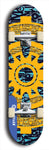 Skateboard deck: Limited edition, North American maple skateboard deck designed by underground artist BellyRash - available widths 7.5 to 8.5 inches in both mellow concave and steep concave shapes. Artwork: DHARMAMECHANIC logo brand popsicle-shaped deck 