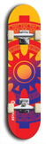 Skateboard deck: Limited edition, North American maple skateboard deck designed by underground artist BellyRash - available widths 7.5 to 8.5 inches in both mellow concave and steep concave shapes. Artwork: DHARMAMECHANIC logo brand popsicle-shaped deck 