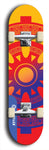 Skateboard deck: Limited edition, North American maple skateboard deck designed by underground artist BellyRash - available widths 7.5 to 8.5 inches in both mellow concave and steep concave shapes. Artwork: DHARMAMECHANIC logo brand popsicle-shaped deck 