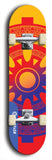 Skateboard deck: Limited edition, North American maple skateboard deck designed by underground artist BellyRash - available widths 7.5 to 8.5 inches in both mellow concave and steep concave shapes. Artwork: DHARMAMECHANIC logo brand popsicle-shaped deck 