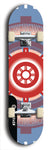Skateboard deck: Limited edition, North American maple skateboard deck designed by underground artist BellyRash - available widths 7.5 to 8.5 inches in both mellow concave and steep concave shapes. Artwork: DHARMAMECHANIC logo brand popsicle-shaped deck 