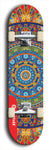 Skateboard deck: Limited edition, North American maple skateboard deck designed by underground artist BellyRash - available widths 7.5 to 8.5 inches in both mellow concave and steep concave shapes. Artwork: DHARMAMECHANIC logo brand popsicle-shaped deck 