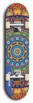 Skateboard deck: Limited edition, North American maple skateboard deck designed by underground artist BellyRash - available widths 7.5 to 8.5 inches in both mellow concave and steep concave shapes. Artwork: DHARMAMECHANIC logo brand popsicle-shaped deck 