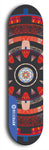 Skateboard deck: Limited edition, North American maple skateboard deck designed by underground artist BellyRash - available widths 7.5 to 8.5 inches in both mellow concave and steep concave shapes. Artwork: DHARMAMECHANIC logo brand popsicle-shaped deck 