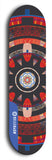 Skateboard deck: Limited edition, North American maple skateboard deck designed by underground artist BellyRash - available widths 7.5 to 8.5 inches in both mellow concave and steep concave shapes. Artwork: DHARMAMECHANIC logo brand popsicle-shaped deck 