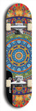 Skateboard deck: Limited edition, North American maple skateboard deck designed by underground artist BellyRash - available widths 7.5 to 8.5 inches in both mellow concave and steep concave shapes. Artwork: DHARMAMECHANIC logo brand popsicle-shaped deck 