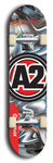 Skateboard deck: Limited edition, North American maple skateboard deck designed by underground artist BellyRash -- available in widths 7.5 to 8.5 inches in both mellow concave and steep concave shapes. Artwork: A2 GLENCRUTCHERY brand popsicle-shaped skateboard deck with  racing motorcycle from the TT race