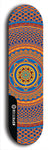 Skateboard deck: Limited edition, North American maple skateboard deck designed by underground artist BellyRash - available widths 7.5 to 8.5 inches in both mellow concave and steep concave shapes. Artwork: DHARMAMECHANIC logo brand popsicle-shaped deck 